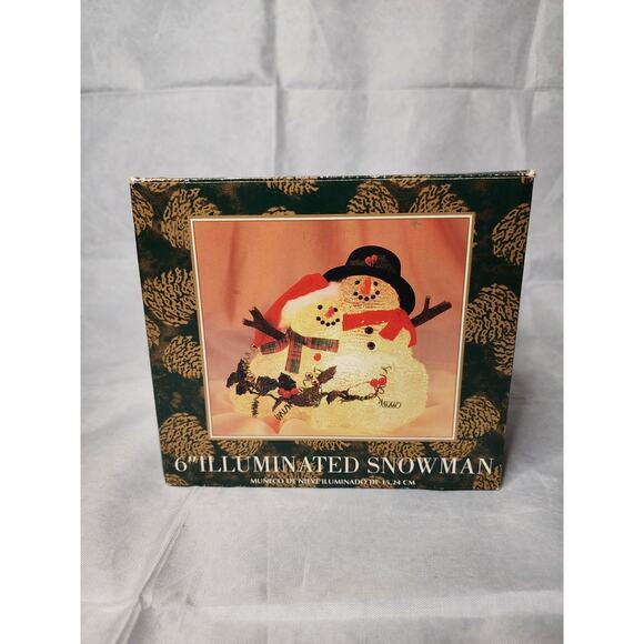 Vintage Light Up Snowman Couple Christmas Holiday Decor Santa Hat Mistletoe - Picture 2 of 9